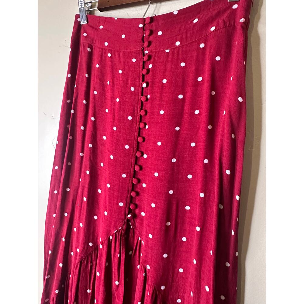 Leith Red and White Polka Dot Split Button Up Fro… - image 4